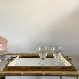 Set of 5 crystal wine glasses engraved 60s