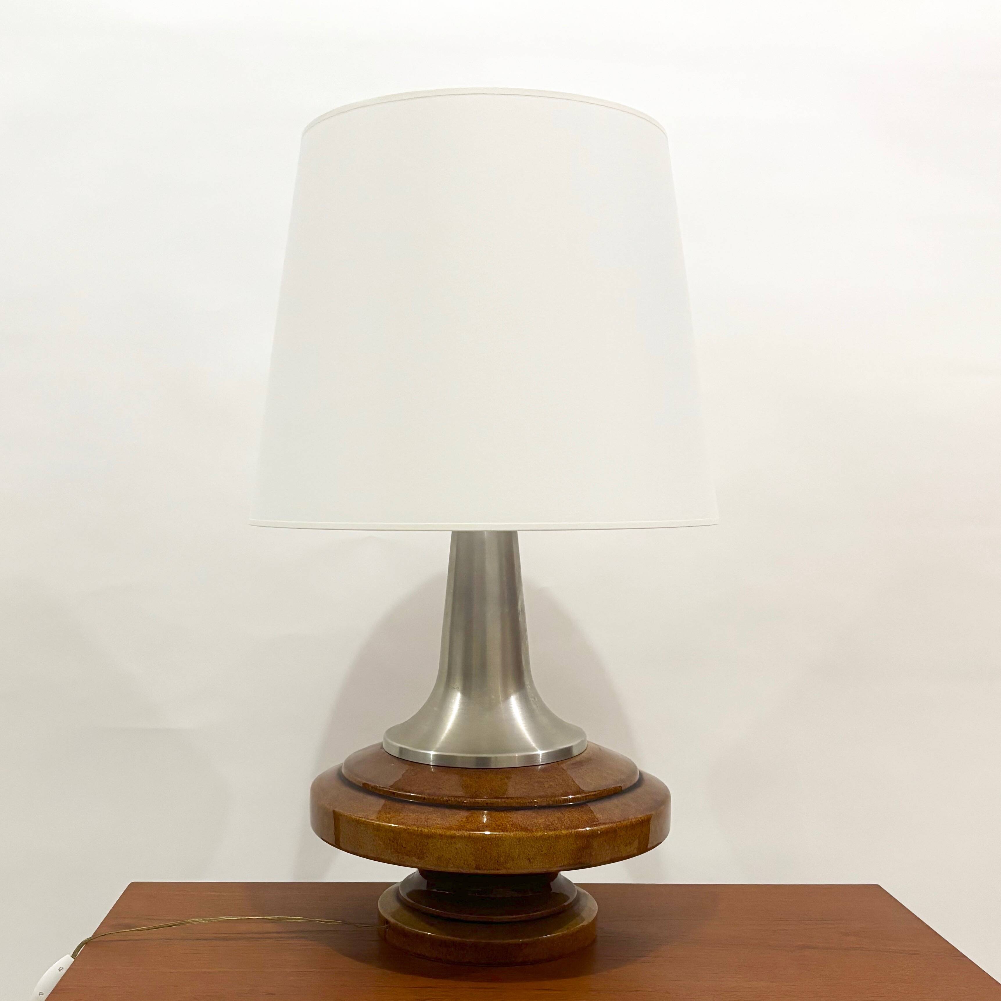 70s floor lamp in ceramic and chrome metal