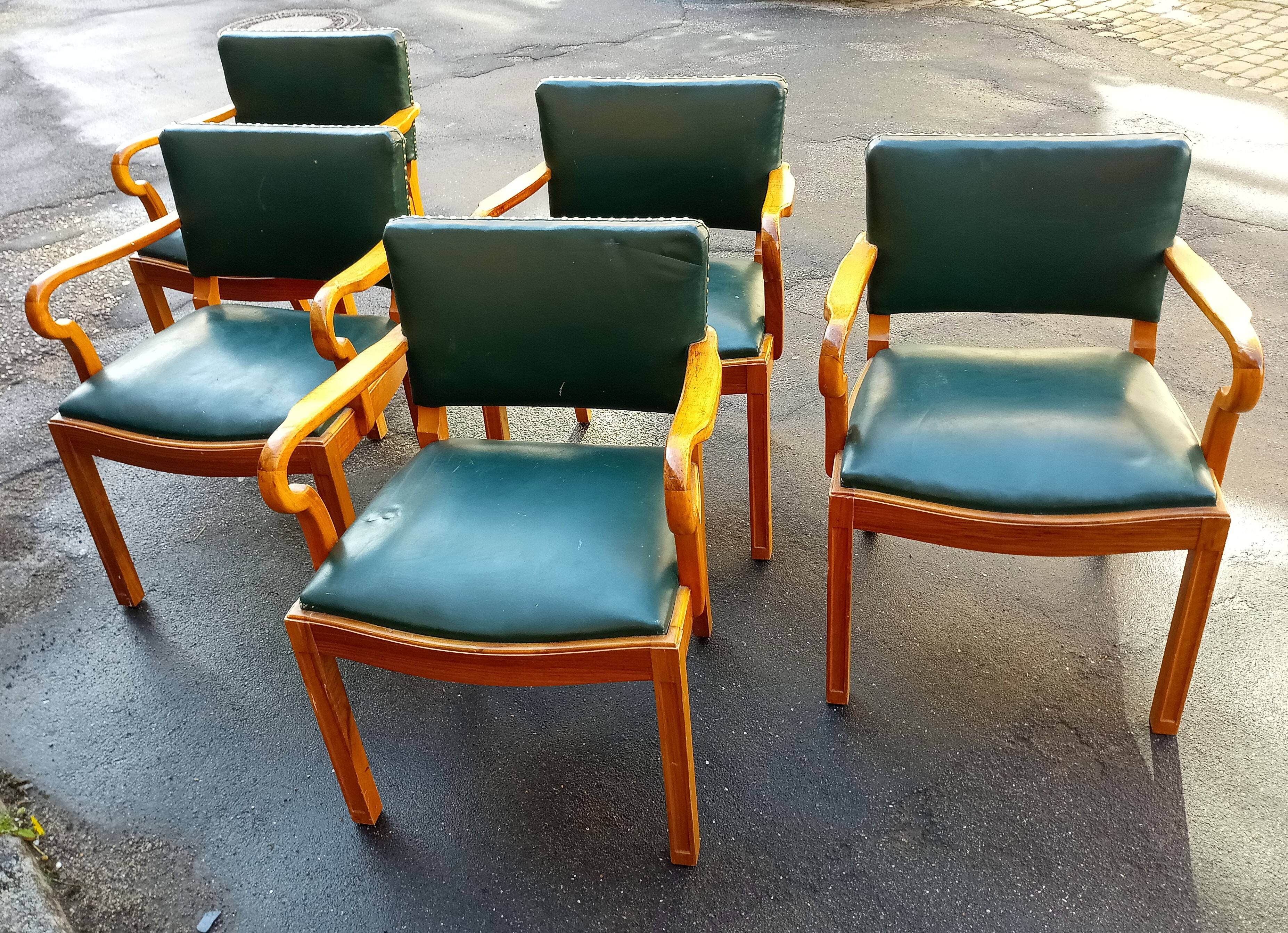 Set of 5 chairs attributed by Jacob Kjaer, denmark 40s