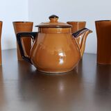 Théière ocre marron Poët Laval 8T  7 verres à  à orangeade ou mazagrans