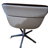 trois fauteuil Wilkhann pivotants tissue + coque signé 1970