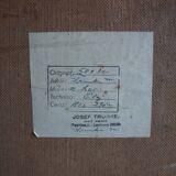 Hand painted painting, oil on fiberboard, signed, Czechoslovakia, 1960's.