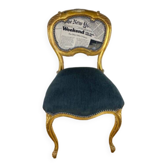 Chaise de style Louis Philippe retapissée noire