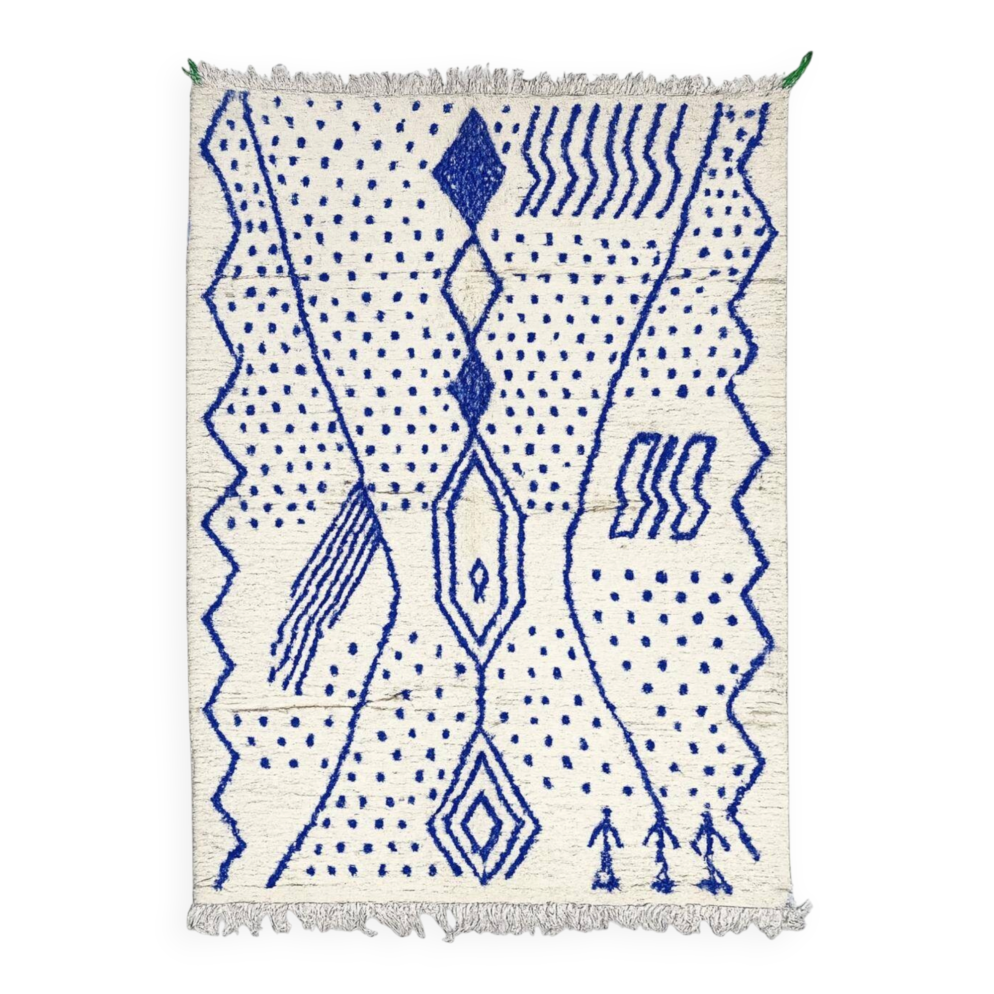 Tapis Azilal Bleu et Blanc - 300 x 193 cm
