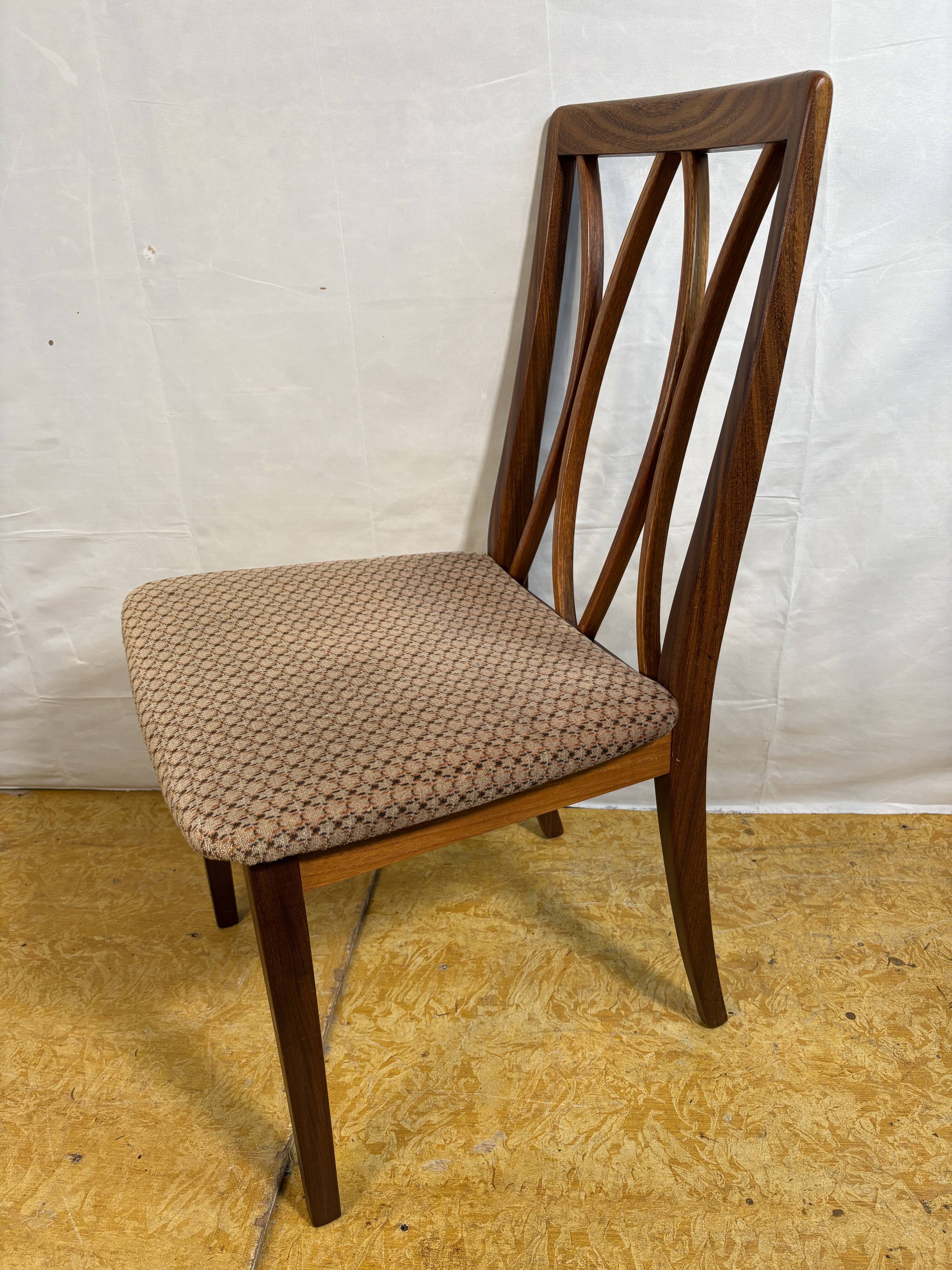 Mid century retro vintage teak and cloth dining chairs by GPlan 1970