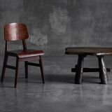 Rustic Hand-Carved Side Table, France, 19th Century