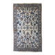 1950s hand-knotted wool rug with silk highlights, ivory and blue, 118 × 200 cm