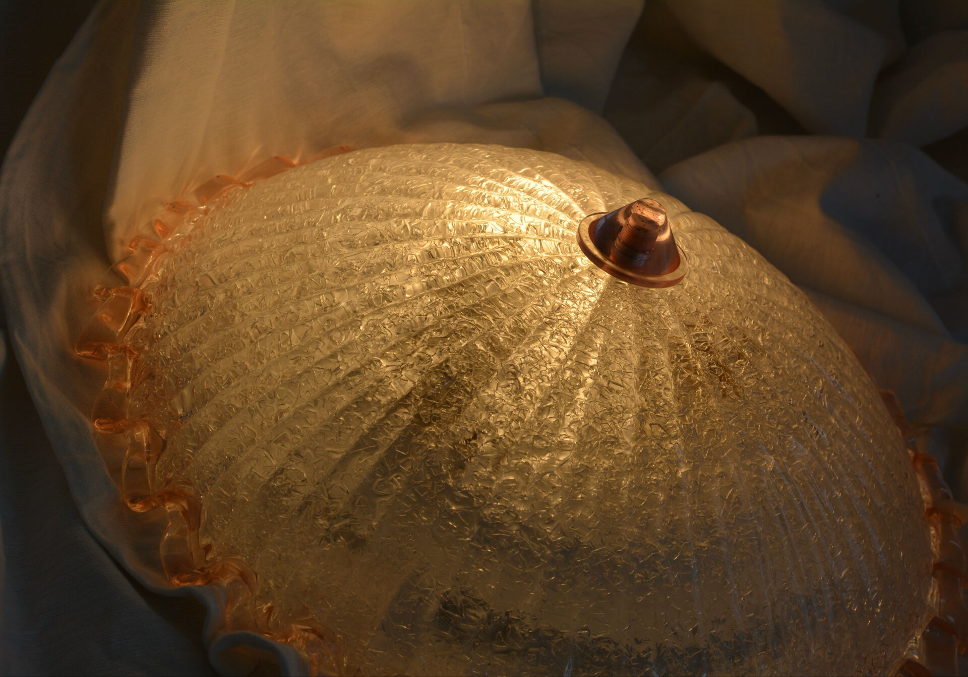 Vintage Italian ceiling light in pink Murano glass, 40 cm