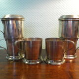 2 teapots and 2 glass supports, mills 36 goldsmithing, silver metal with hallmark