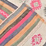 Beige & Pink Wool Kilim Rug, 142x203Cm Handknotted Carpet, 5x7 Rugs