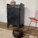 Meuble d'atelier industriel à 1 porte 1 tiroir en fer patiné