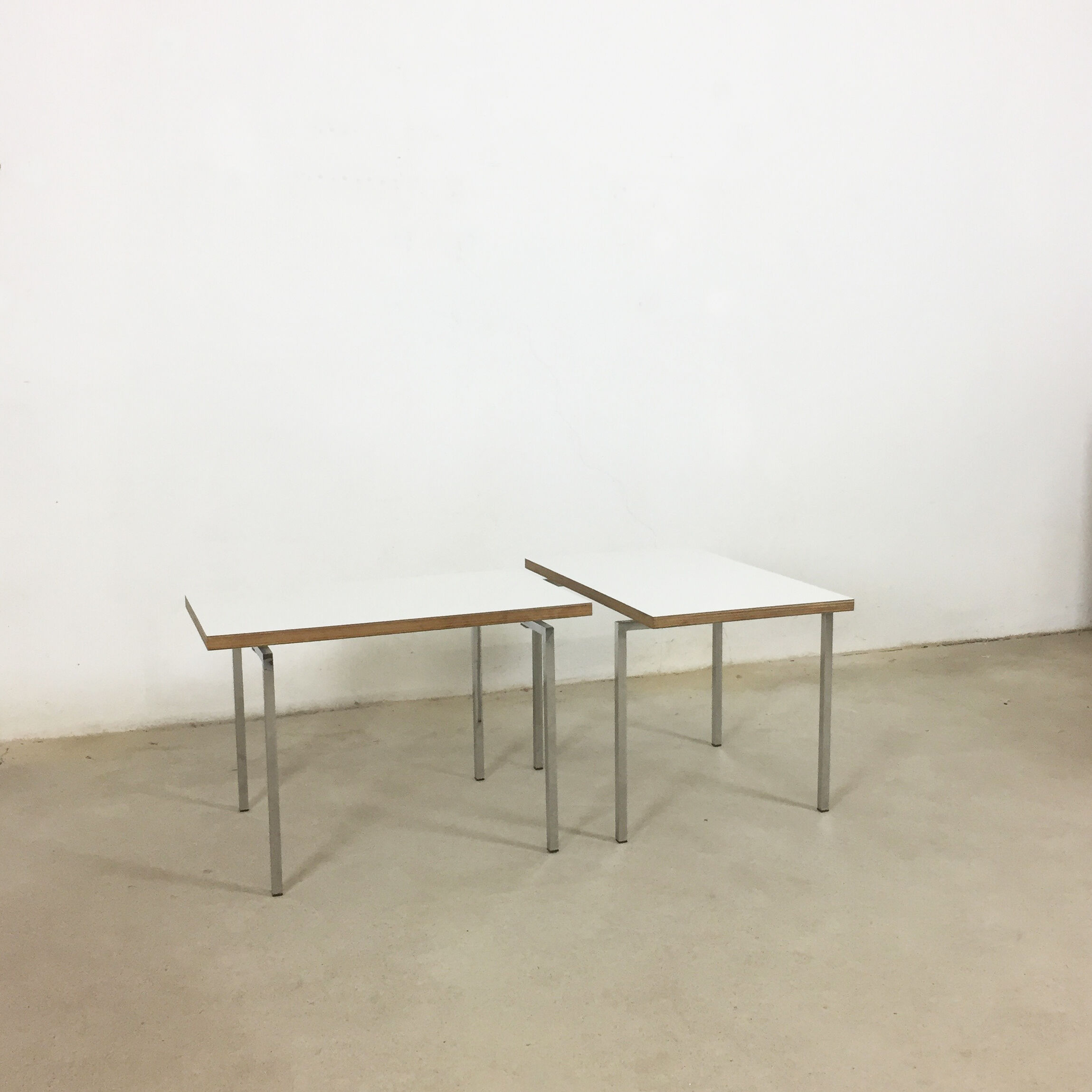 Lot of 2 modernist stackable tables by Trix & Robert Haussmann of 1957