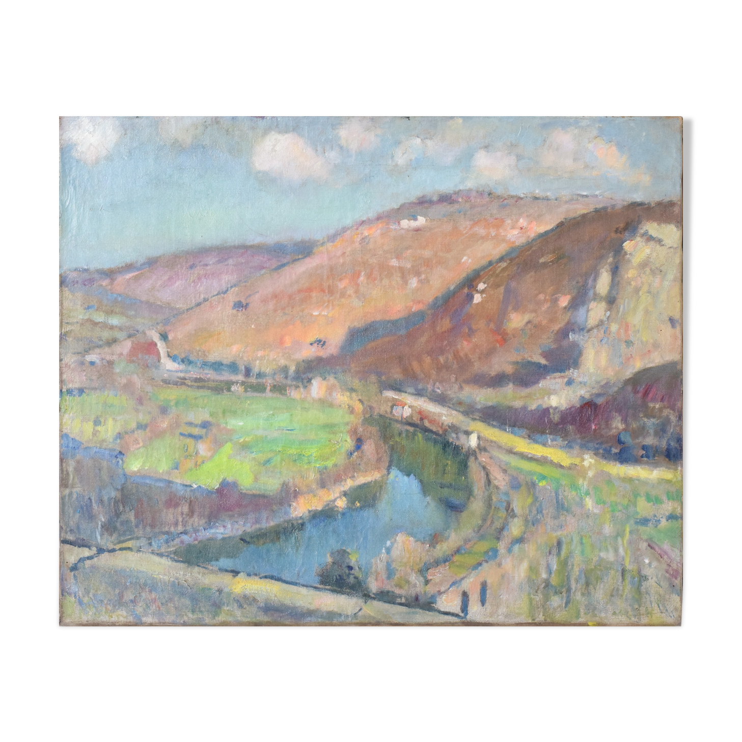 Paysage impressionniste avec vallée de la rivière