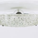 Round textured glass ceiling light J. T. Kalmar mid-century, Austria, 1960s