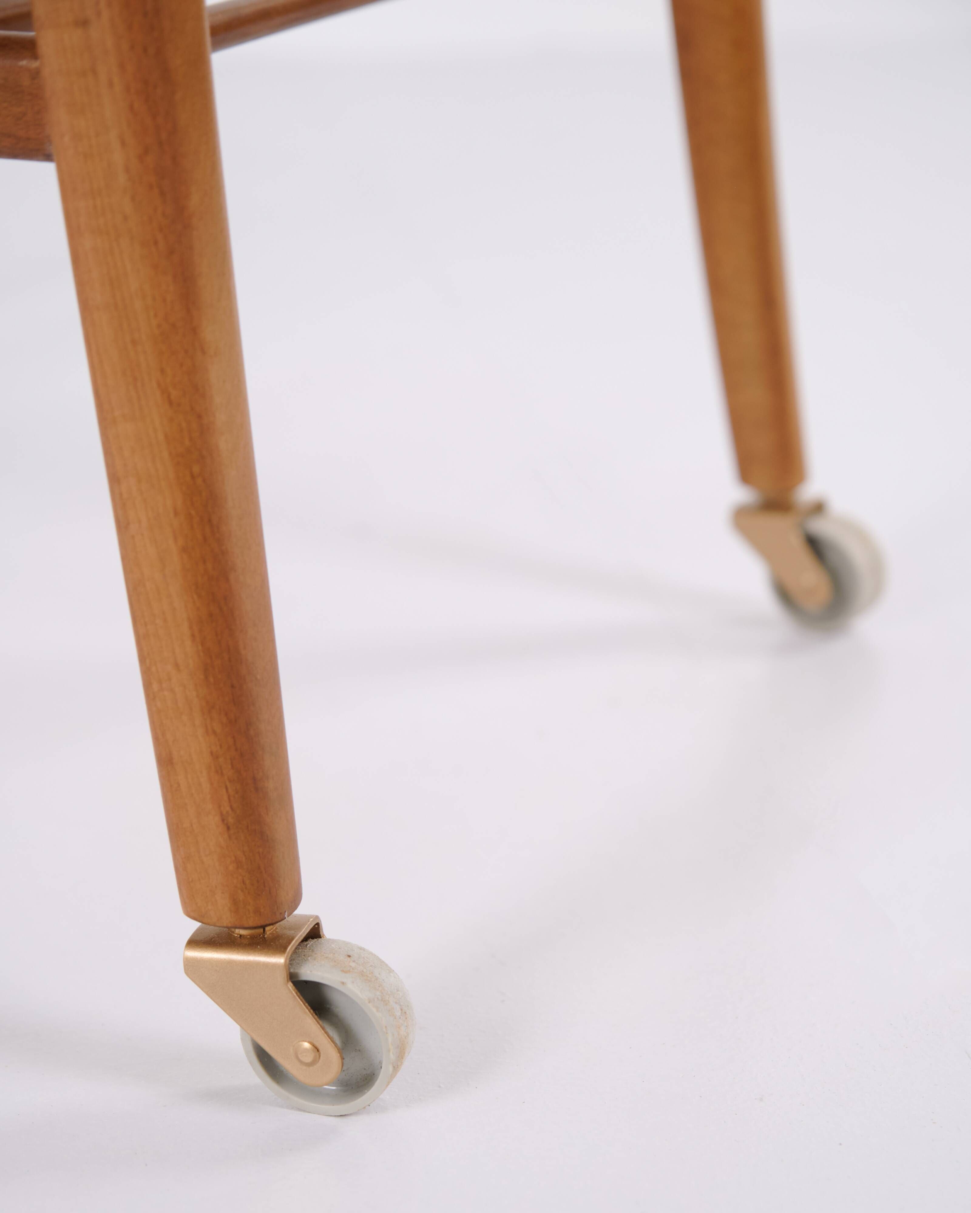 Side table with shelf on wheels - teak - Danish design - 1960s