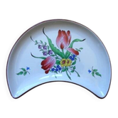 Assiette faience KG LUNEVILLE " Réverbère" croissant demi-lune fleurs