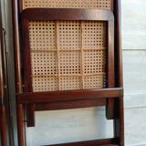 Vintage folding cane and wood chairs