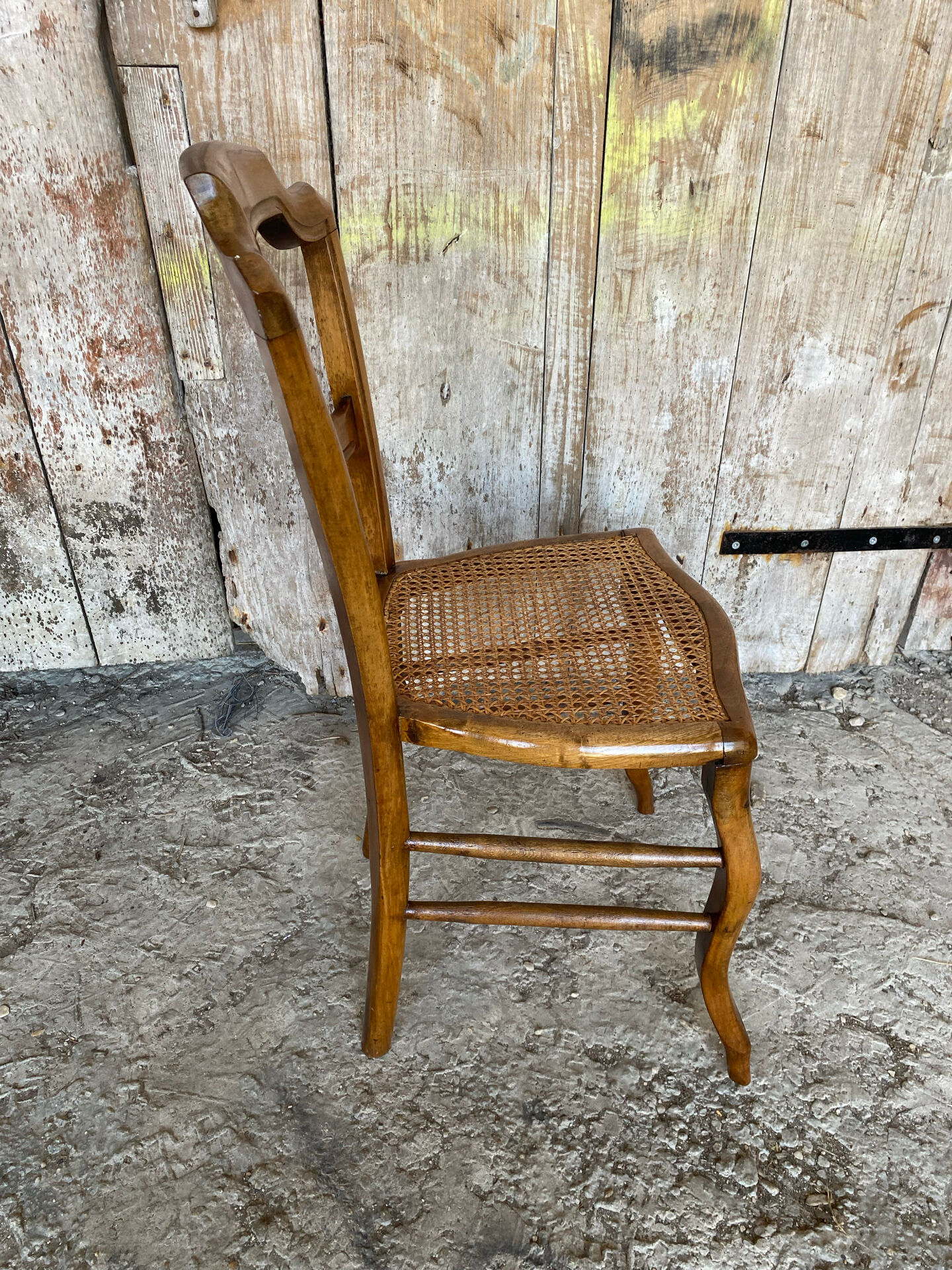 Antique Chair Louis XV Style Wood & Caned Seat Vintage #E030