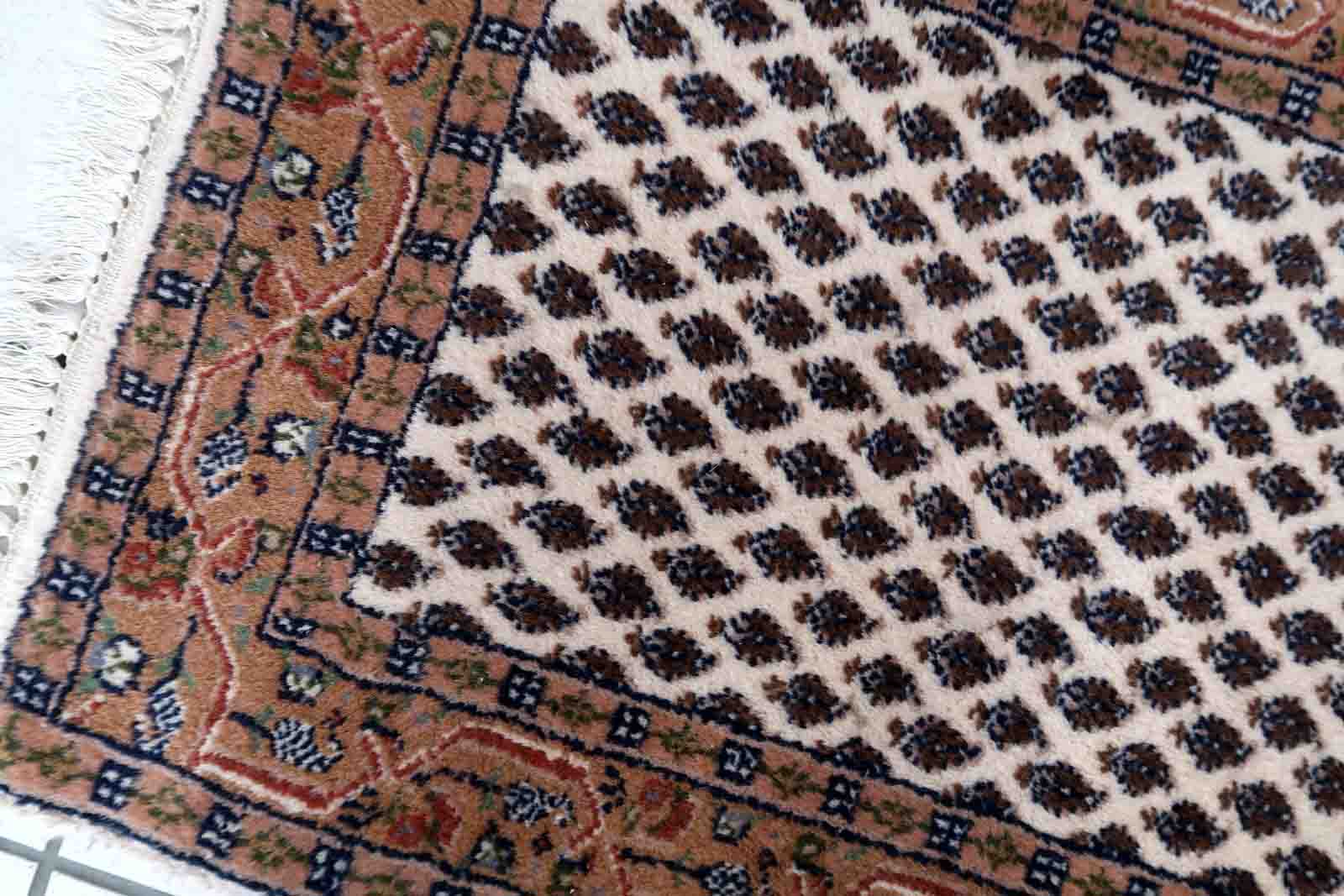 Vintage Indian carpet Seraband handmade 56cm x 89cm 1970s