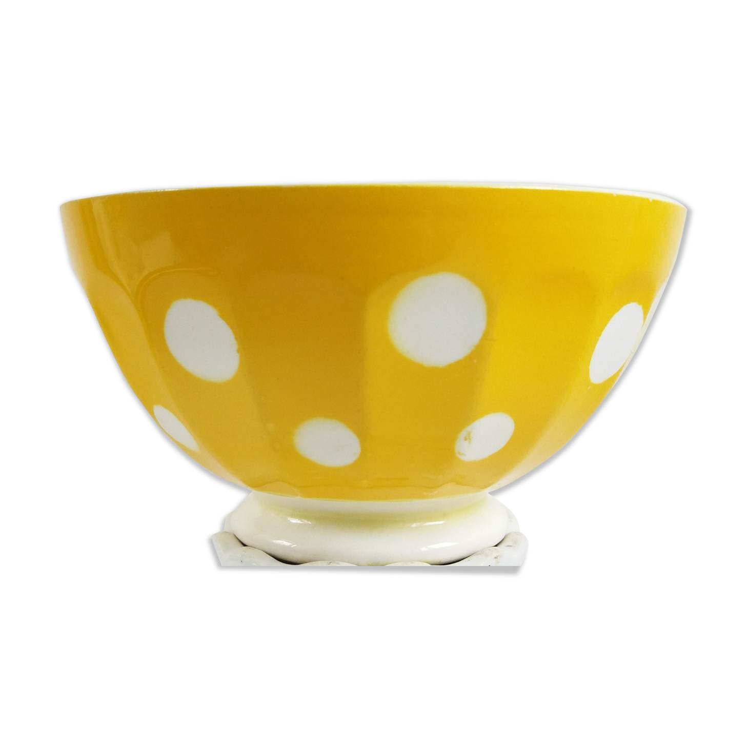 Yellow Bowl with white polka dots Sarreguemines