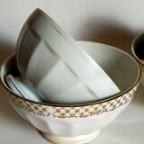Five matching antique porcelain and earthenware bowls