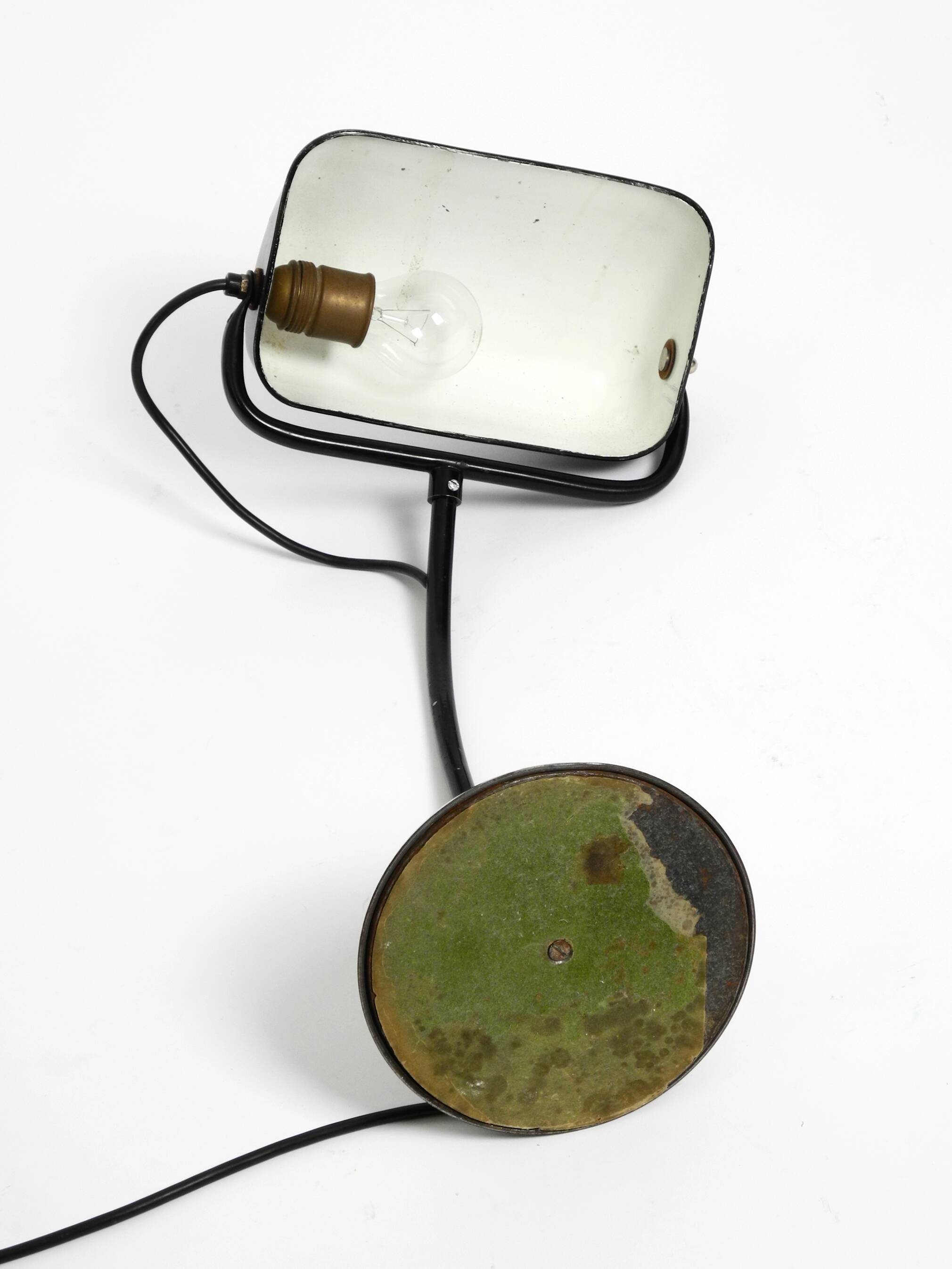 Original 1940s Kaiser Idell industrial metal table lamp model 6581 in black