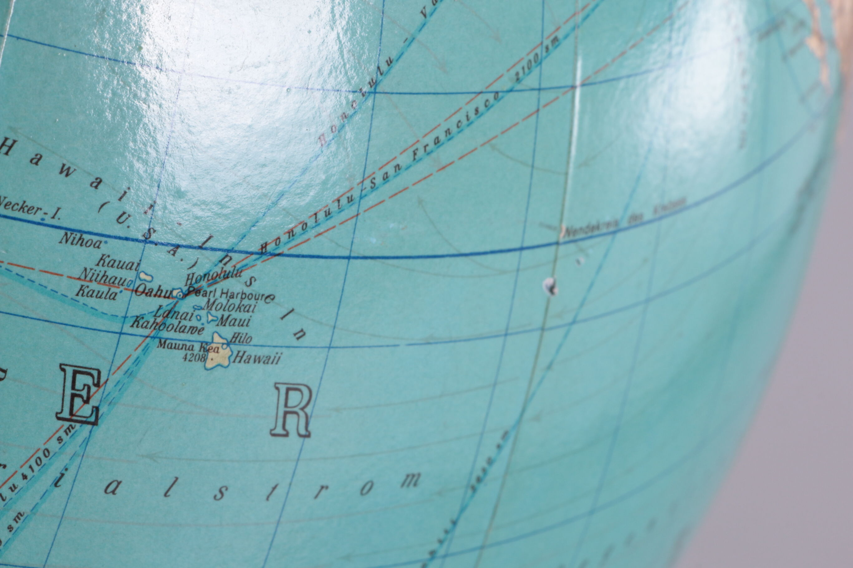 Midcentury glass globe with light from columbus duoerdglobe, germany