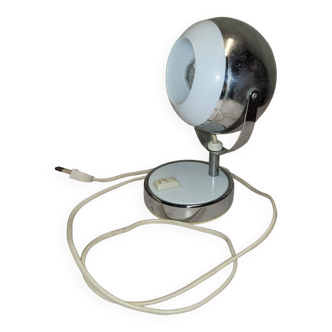 Vintage chrome and white Eyeball desk lamp, Italy, 1960s