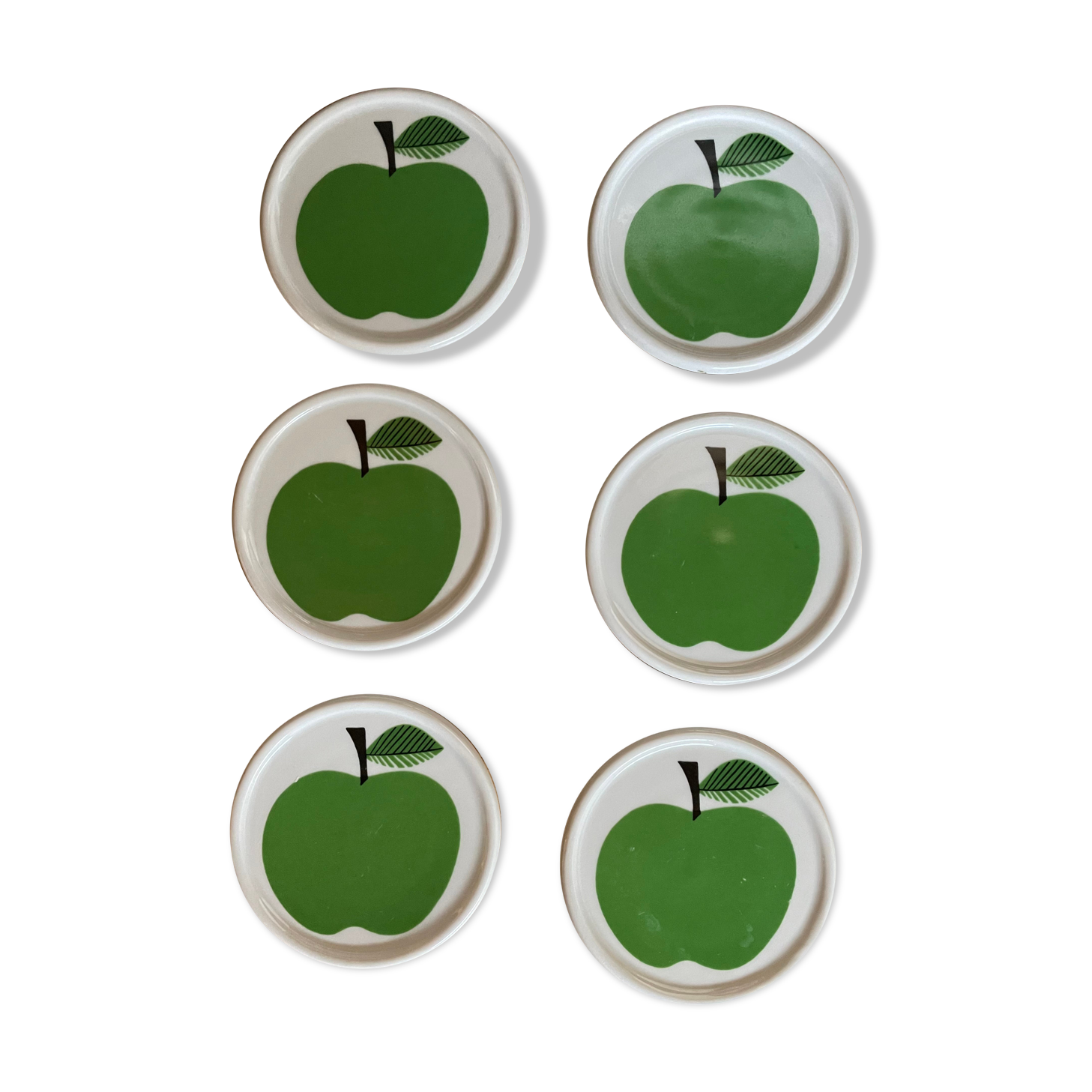 Set of 6 coasters Herrandiz Green Apple Vintage 1970
