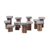 Wooden and stone mid-century pedestals or side tables