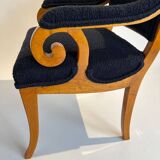 Biedermeier Armchair, Solid Beech, Black Boucle, South Germany circa 1830
