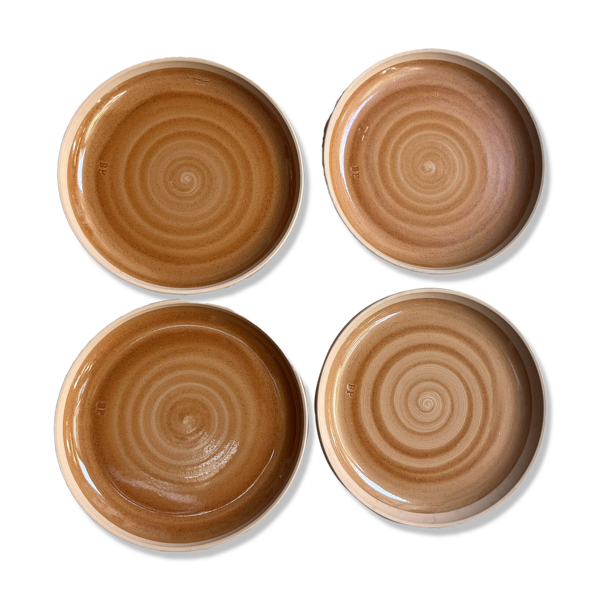 4 assiettes plates en grès