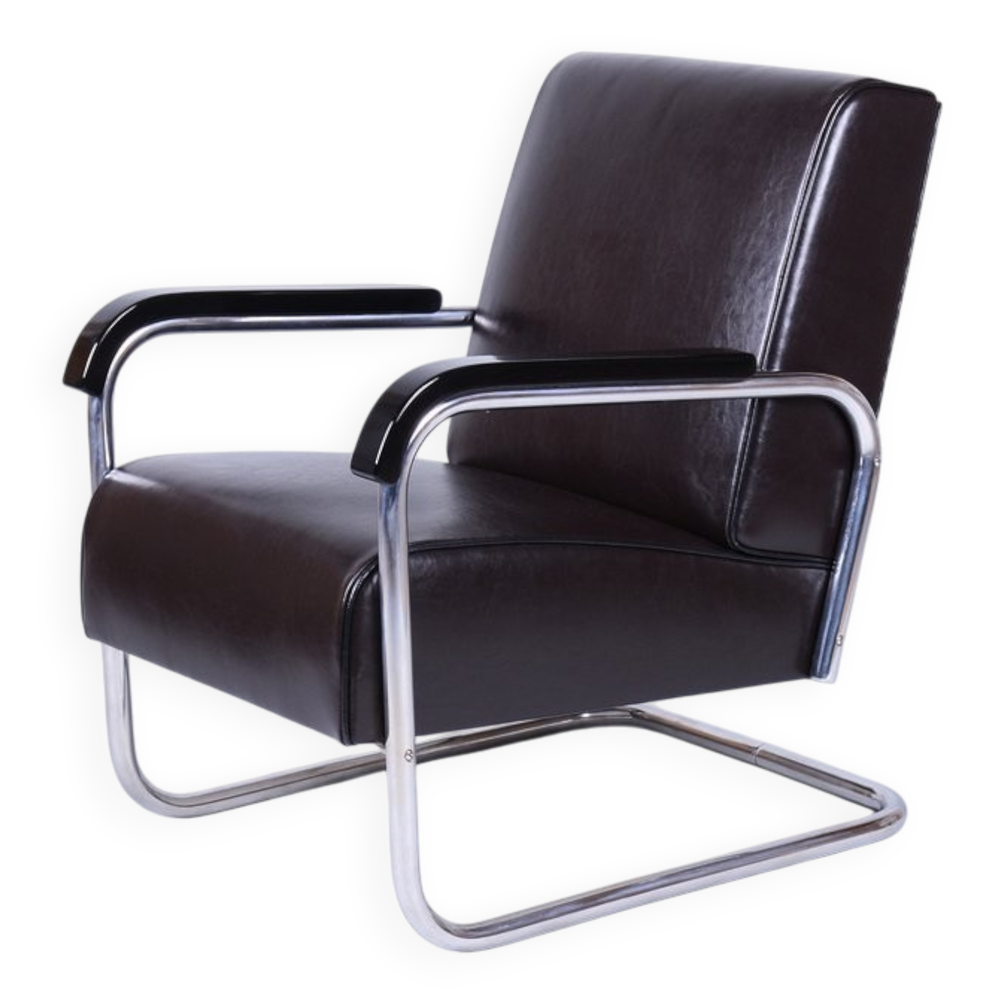 Bauhaus Armchair in Chrome and Leather from Hynek Gottwald, Czech, 1930s