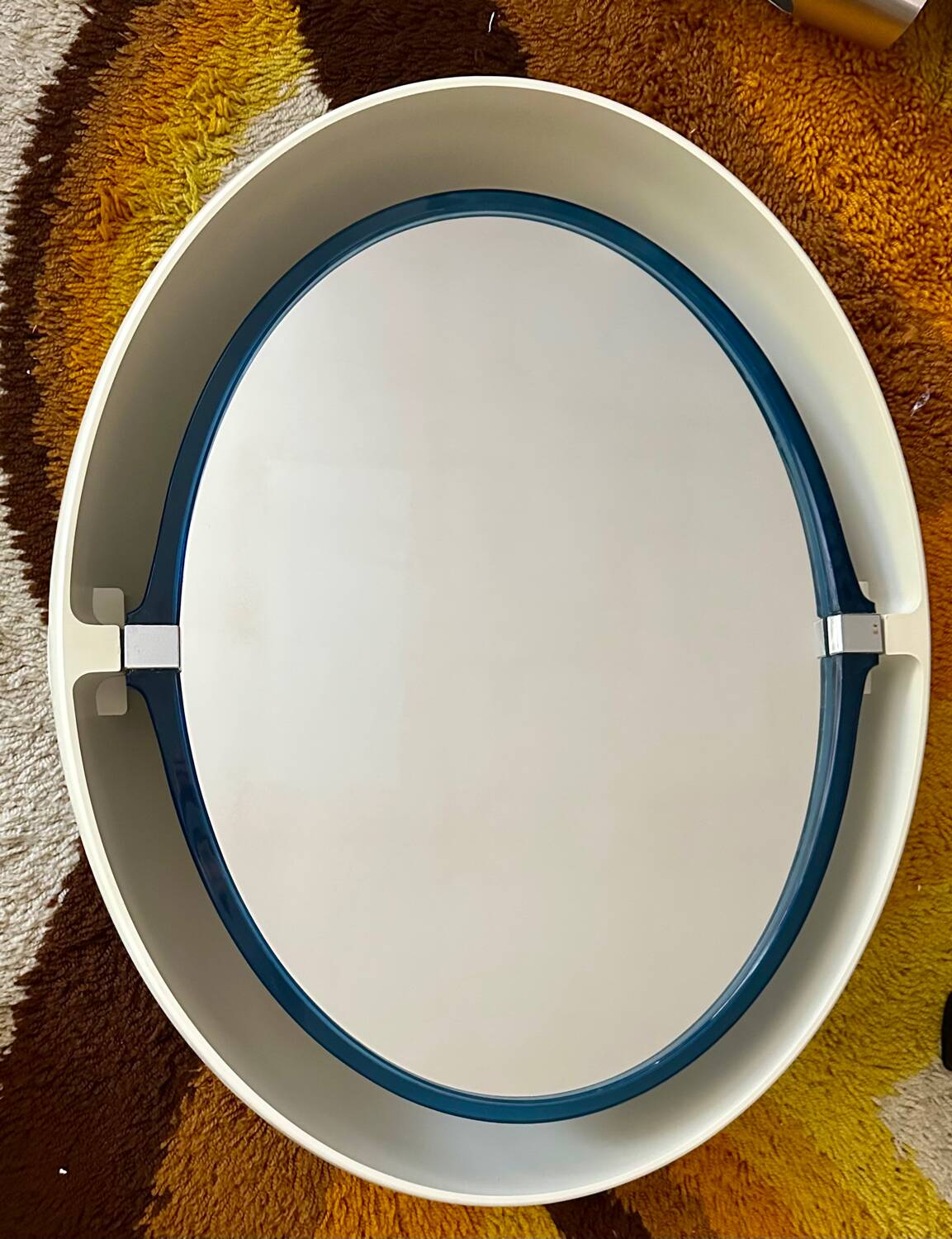Large Oval Illuminated Swivelling Mirror Allibert A136 Vintage 70s Space A