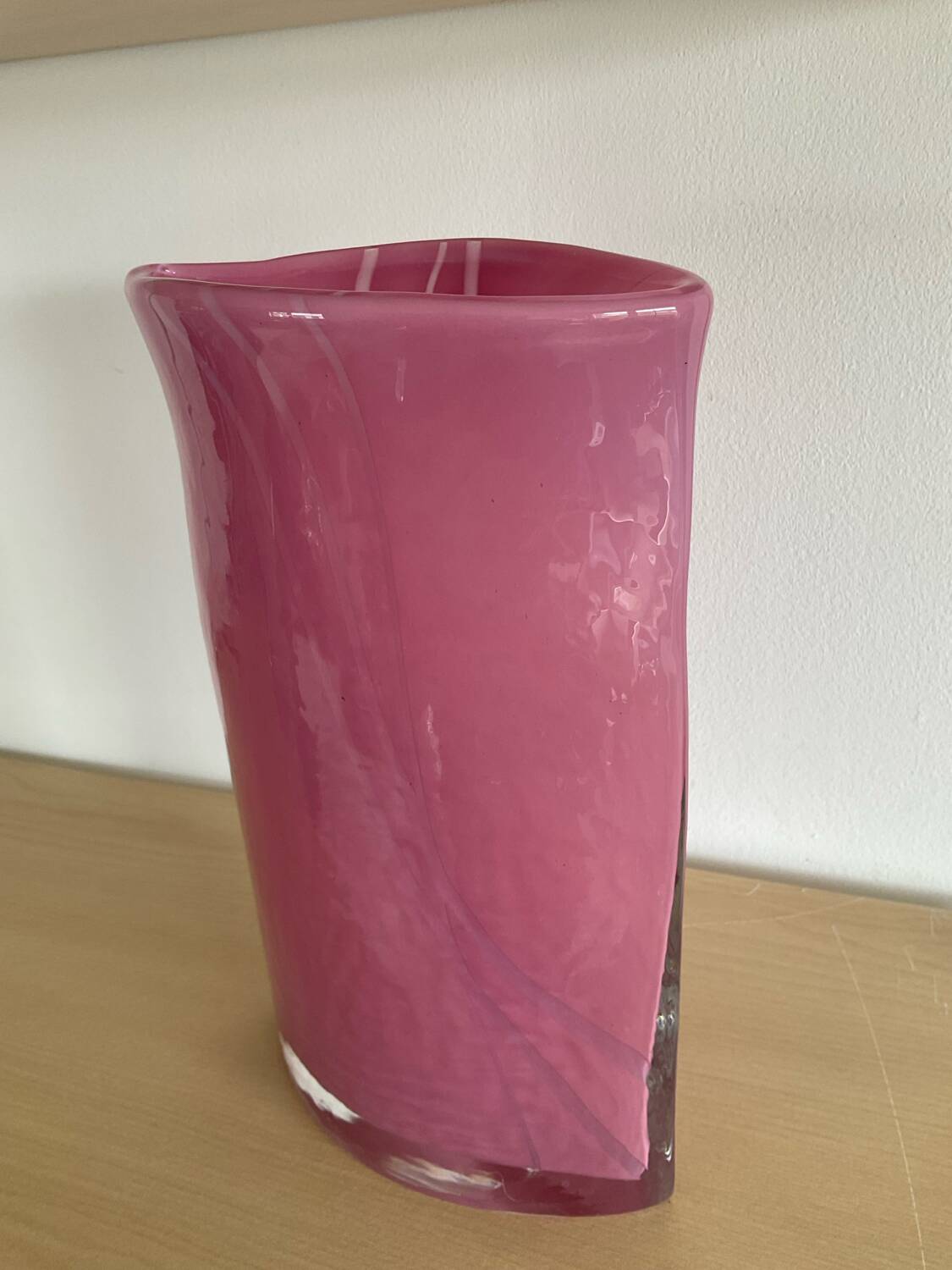 Vintage pink glass paste vase