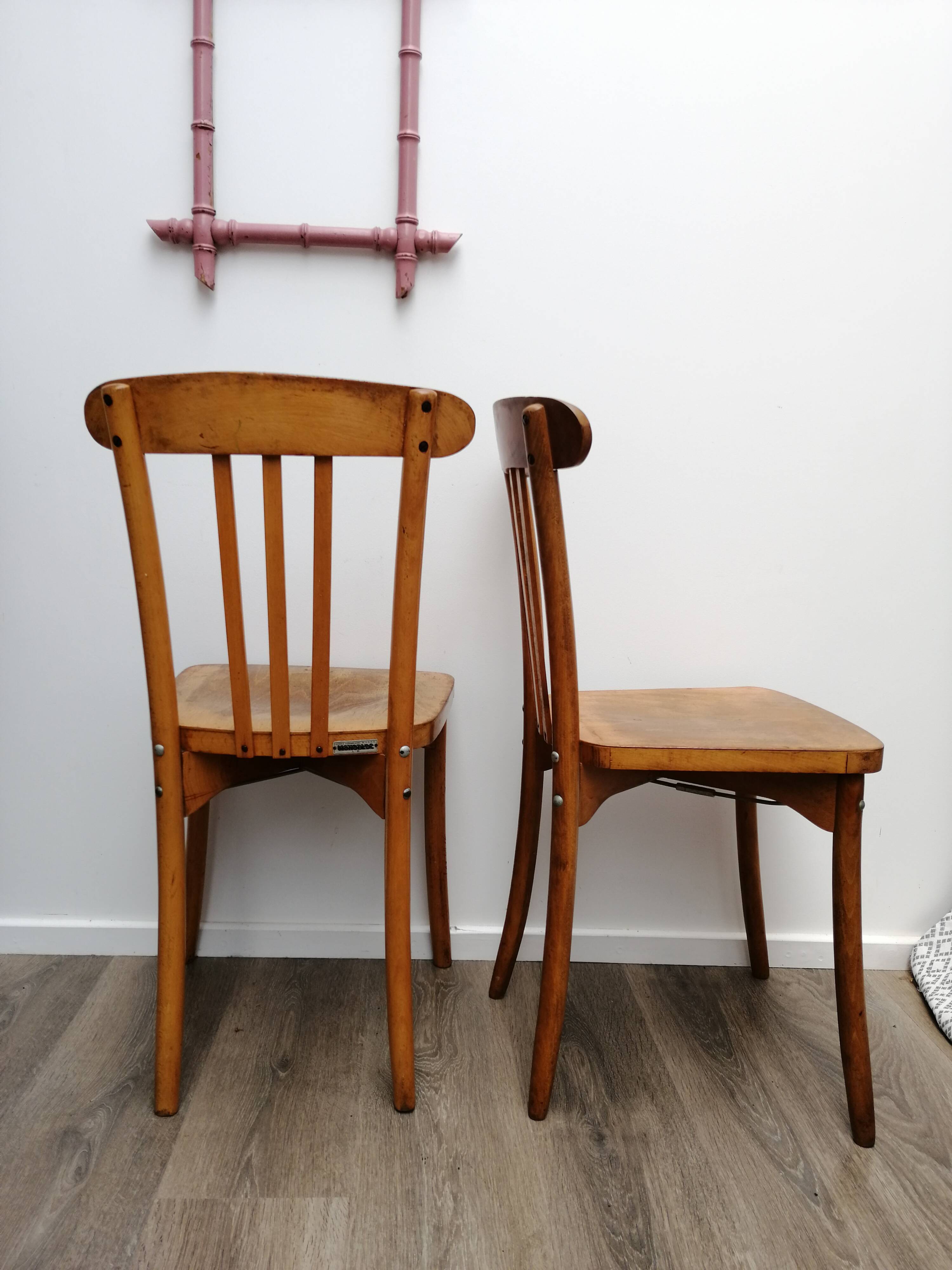 Pair of luterma monobloc bistro chairs