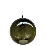 Plafonnier rond en verre vert par Carl Fagerlund pour Orrefors, 1967