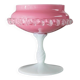 Vintage Empoli Glass Bowl in Pink Opaline with White Pedestal and Bead Trim - Murano-Style Mid-Century Italian Table Centerpiece
