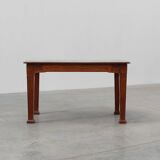 Oak Art Deco dining table with carved frieze, France 1920s