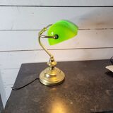 Lampe de bureau vintage en laiton abat-jour en verre