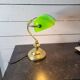 Vintage brass desk lamp with glass shade