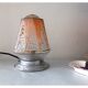 Lampe globe art décor verre moulé rose et dorure