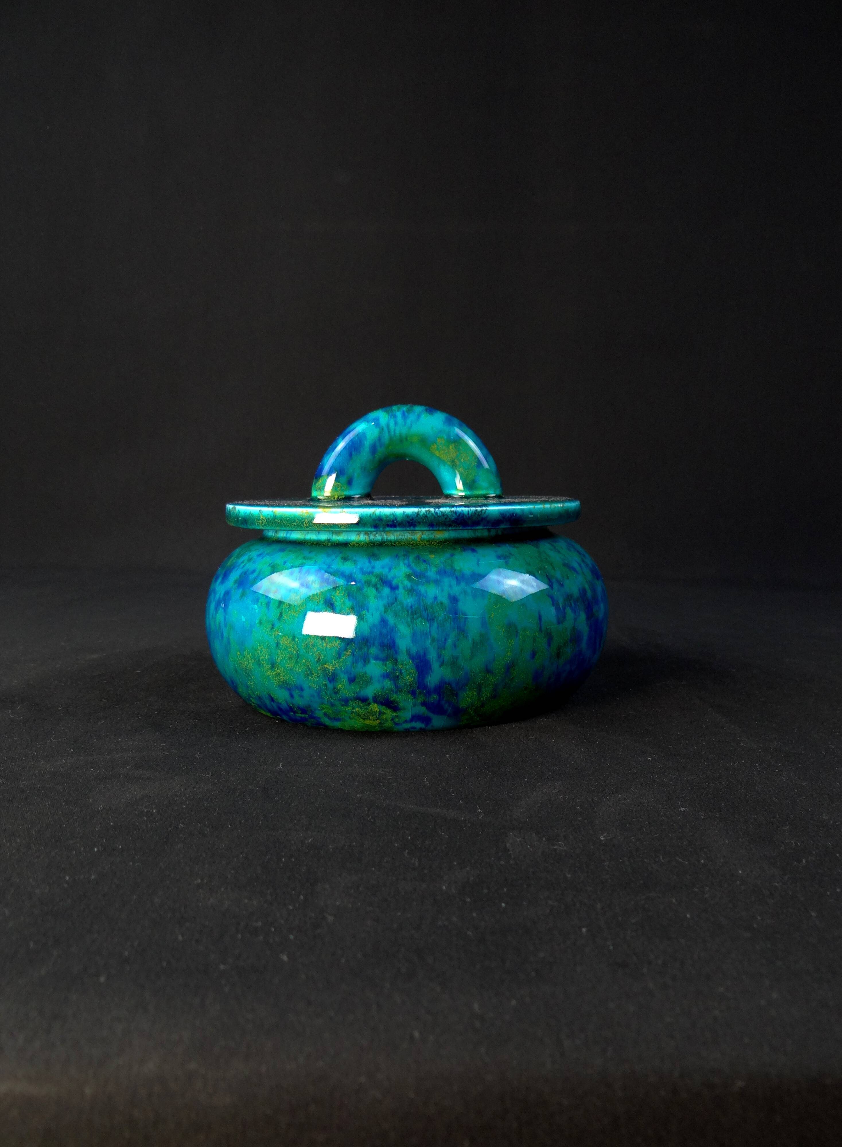 Paul milet (1870-1950) sèvres, turquoise blue bonbonnière, art deco period