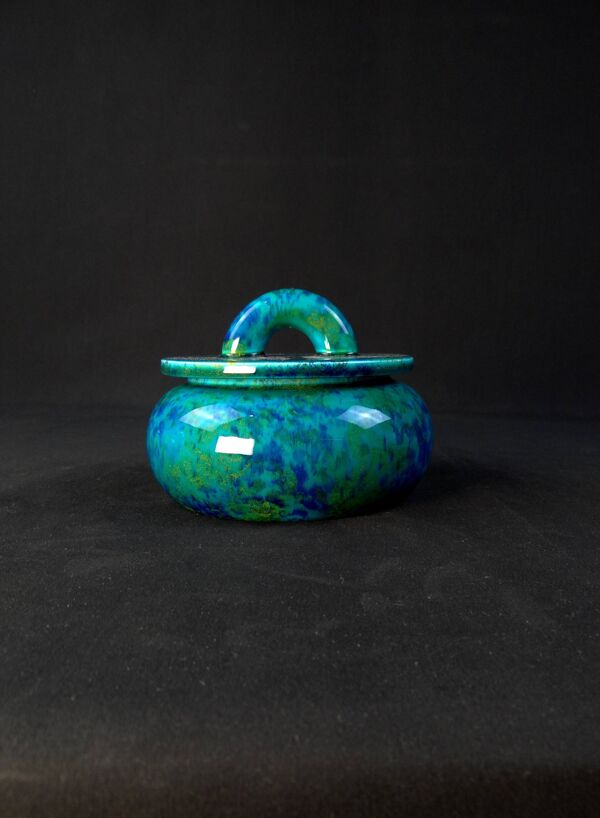 Paul milet (1870-1950) sèvres, bonbonnière bleu turquoise période art déco