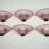 Set of six De Majo sconces in thick pink murano glass. Italy 1980s
