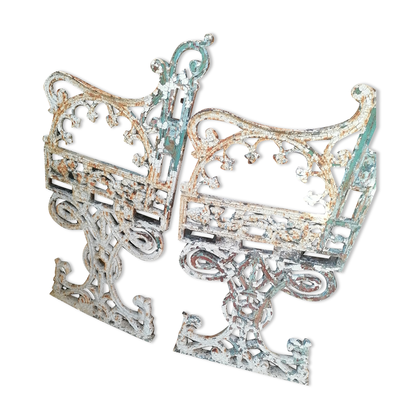 2 feet cast iron bench old 1930
