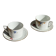 Pair of white porcelain cups from ADP France with a floral pattern and their s