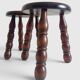 Mid-Century Chestnut Wood Stools Attributed to Charles Dudouyt, 1950s