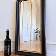 Antique French Louis Philippe full length mirror – black and gold, late 19th century