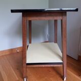 Formica and wood dessert table on wheels